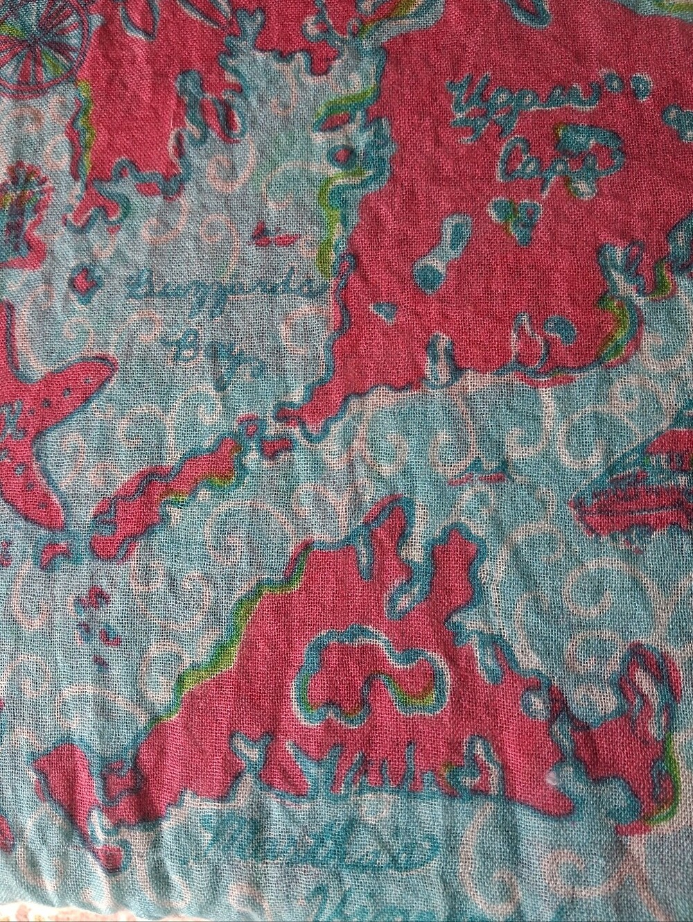 Lilly Pulitzer Murfee Scarf "Lilly Loves Cape Cod" Silk/cashmere GUC - Picture 6 of 9